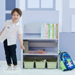 Teamson Kids By Teamson Kids Child Sized Bookcase With 3 Shelves, Gray - thumbnail 2