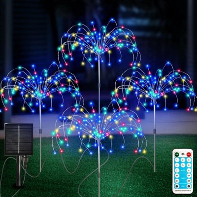 Solar Garden Lights Outdoor 4 Pcs Ornaments With Remote Control 8 Modes 420 Leds Waterproof Light Decorations For Lawn Backyard