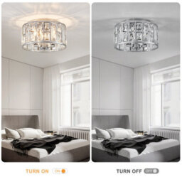Harper Living 3-Light Flush Ceiling Lights, Crystal Ceiling Lamp Chrome Finish, 30Cm Modern Chandelier Lighting - thumbnail 5