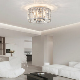 Harper Living 3-Light Flush Ceiling Lights, Crystal Ceiling Lamp Chrome Finish, 30Cm Modern Chandelier Lighting - thumbnail 4