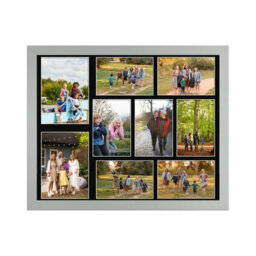 AK Frames 20X16 Silver Modern Multi Photo Frame With Black Mount - Holds 9 Apertures (2X) 7X5, (7X) 6X4 Photos - thumbnail 1