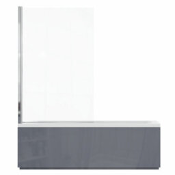 Rinse bathrooms Rinse Single Ended 1700X700mm Bath + Gloss Grey Front Wood Bath Panel + Chrome Square Bath Screen - thumbnail 3