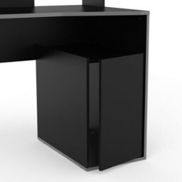 FurniComp LTD Furnicomp Turin 1 Door Matt Black And Grey Gaming Desk With Hutch - thumbnail 6
