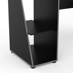 FurniComp LTD Furnicomp Turin 1 Door Matt Black And Grey Gaming Desk With Hutch - thumbnail 5