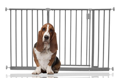 Bettacare Extra Wide Hallway Dog Gate, 122Cm - 128Cm, Grey, Pressure Fit Pet Gate, Puppy Safety Barrier - image 1