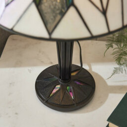Small Tiffany Glass Table Lamp - Art Deco Style - Requires 40W E14 Golf Bulb Led - thumbnail 4