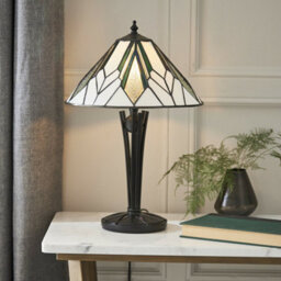 Small Tiffany Glass Table Lamp - Art Deco Style - Requires 40W E14 Golf Bulb Led - thumbnail 2