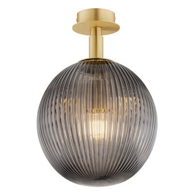 Luminosa Lighting Luminosa Paloma 25Cm Globe Ceiling Light Smoky (Fluted), Brushed Brass - image 1