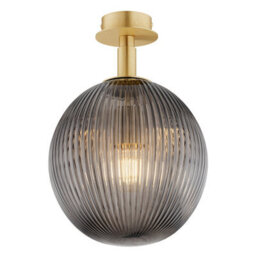 Luminosa Lighting Luminosa Paloma 25Cm Globe Ceiling Light Smoky (Fluted), Brushed Brass - thumbnail 1