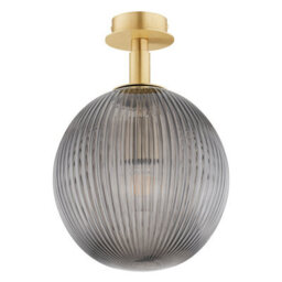 Luminosa Lighting Luminosa Paloma 25Cm Globe Ceiling Light Smoky (Fluted), Brushed Brass - thumbnail 2