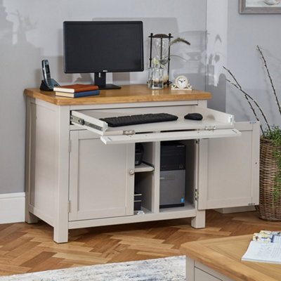 The Furniture Market Cotswold Grey Painted Hideaway Computer Desk - image 1