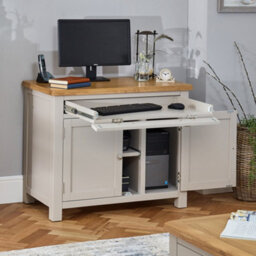 The Furniture Market Cotswold Grey Painted Hideaway Computer Desk