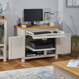 The Furniture Market Cotswold Grey Painted Hideaway Computer Desk - thumbnail 4