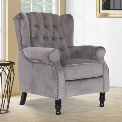 SquareBoxx Windsor Luxury Pushback Recliner Armchair Grey