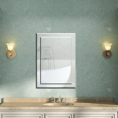 AVER-GROWTH Rectangular Frameless Wall Mirror Double Glass Layer For Bathroom Bedroom Home Decorative Wall Mounted Vertical/horizontal 50X70Cm - image 1