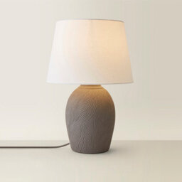 Valuelights Clint Linen Tapered Shade Grey Etched Large Hand Finished Ceramic Table Lamp