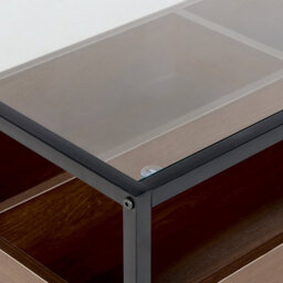 Beliani Coffee Table, Dark Brown Metal Frame With Black Tempered Glass Top, 110 X 55 X 42 Cm - thumbnail 4