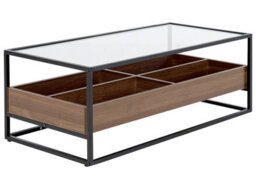 Beliani Coffee Table, Dark Brown Metal Frame With Black Tempered Glass Top, 110 X 55 X 42 Cm - thumbnail 3