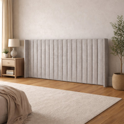 Home Treats Upholstered Headboard Extra Wide Padded Linen Grey 200Cm X 120Cm Large Hotel Headboard - image 1
