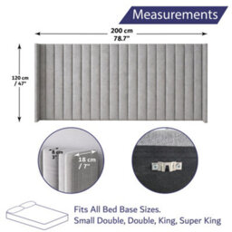 Home Treats Upholstered Headboard Extra Wide Padded Linen Grey 200Cm X 120Cm Large Hotel Headboard - thumbnail 3