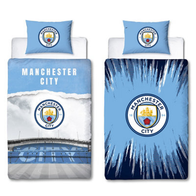 MAN CITY Manchester City Blue Single Polycotton Duvet Cover And Pillowcase Set - image 1