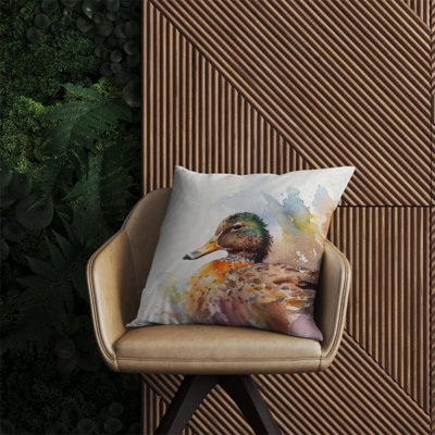 Warren Reed Designer Mallard Watercolour Outdoor Cushion 60Cm X 60Cm