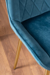 Furniturebox Uk Leonardo White Glass Marble Effect Gold Leg Table & 4 Blue Pesaro Gold Leg Chairs - thumbnail 8
