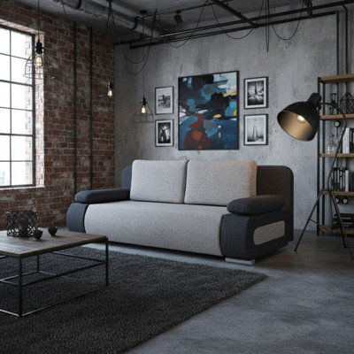 Emma Upholstered Sofa Bed With Storage With Sleeping Function Comfortable And Stylish For The Living Room Beige And Black - image 1