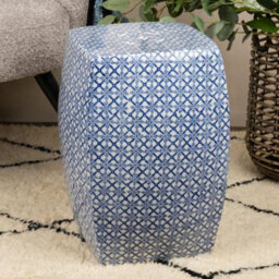 Madison & Mayfair Blue & White Square Ceramic Stool