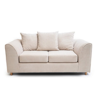 Abakus Direct Jumbo Grid Beige 2 Seater Sofa Plush Comfort With Deeply Padded Cushions - image 1