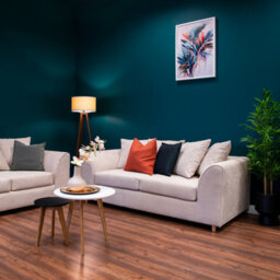 Abakus Direct Jumbo Grid Beige 2 Seater Sofa Plush Comfort With Deeply Padded Cushions - thumbnail 8