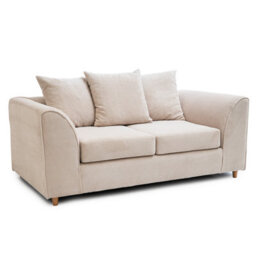 Abakus Direct Jumbo Grid Beige 2 Seater Sofa Plush Comfort With Deeply Padded Cushions - thumbnail 2