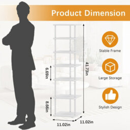 Huhote Stylish 7 Tier Shoe Rack Narrow Metal Organizer For Small Spaces White Shoe Stand Shoe Shelf Entryway Front Door - thumbnail 4