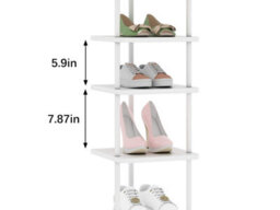 Huhote Stylish 7 Tier Shoe Rack Narrow Metal Organizer For Small Spaces White Shoe Stand Shoe Shelf Entryway Front Door - thumbnail 9
