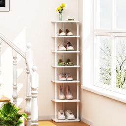 Huhote Stylish 7 Tier Shoe Rack Narrow Metal Organizer For Small Spaces White Shoe Stand Shoe Shelf Entryway Front Door - thumbnail 6