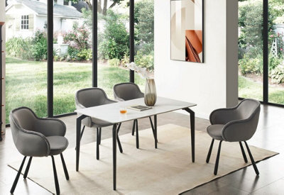 A Pair Of Claudia Art Deco Dining Chairs In Grey Color - image 1