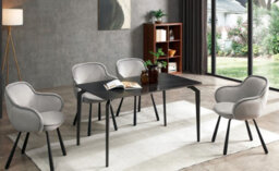 A Pair Of Claudia Art Deco Dining Chairs In Grey Color - thumbnail 2