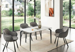 A Pair Of Claudia Art Deco Dining Chairs In Grey Color - thumbnail 1