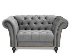 Home Detail Mayfair Velvet Fabric 1.5 Seater Sofa, Grey - thumbnail 2