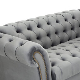 Home Detail Mayfair Velvet Fabric 1.5 Seater Sofa, Grey - thumbnail 4