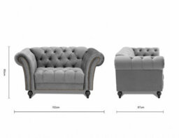 Home Detail Mayfair Velvet Fabric 1.5 Seater Sofa, Grey - thumbnail 6