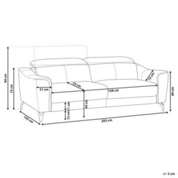 Beliani Sofa 3 Seater Narwik Leather Golden Brown - thumbnail 3