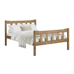 Wyld Haus Tralee 4Ft6 Double Bed Brown Solid Wood Slatted Headboard And Footboard - thumbnail 3