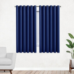 Bedlooms Navy Thermal Insulated Blackout Window Eyelet Curtain (Pair) 46 X 54 Inches With Tie Backs Two - thumbnail 1