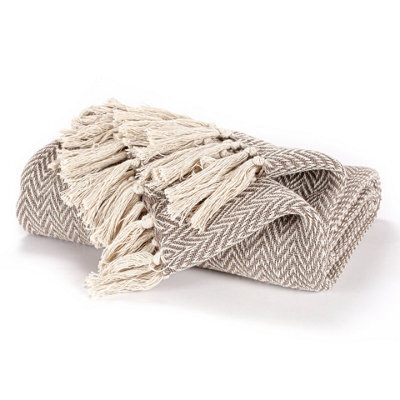 Ehc Cotton Handwoven Reversible Single Sofa Throw Arm Chair Cover 125 X 150 Cm - Beige - image 1