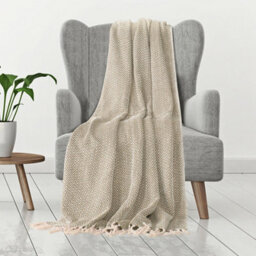 Ehc Cotton Handwoven Reversible Single Sofa Throw Arm Chair Cover 125 X 150 Cm - Beige - thumbnail 2