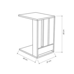 Decortie Edi Modern C-Shape Side End Table With Wheels 60Cm Multipurpose Oak Sofa Bed Living Room - thumbnail 3