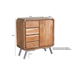 Lava Reclaimed Iron & Wooden 4 Drawer 1 Door Sideboard - thumbnail 3