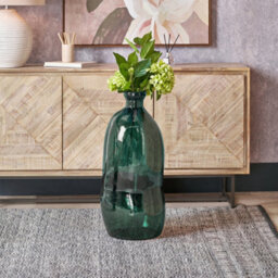 Pacific Lifestyle Tall Organic-Shaped Vase In Sea Green Recycled Glass