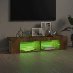 Walplus Tv Cabinet With Led Lights Smoked Oak 135X39X30 Cm - thumbnail 8